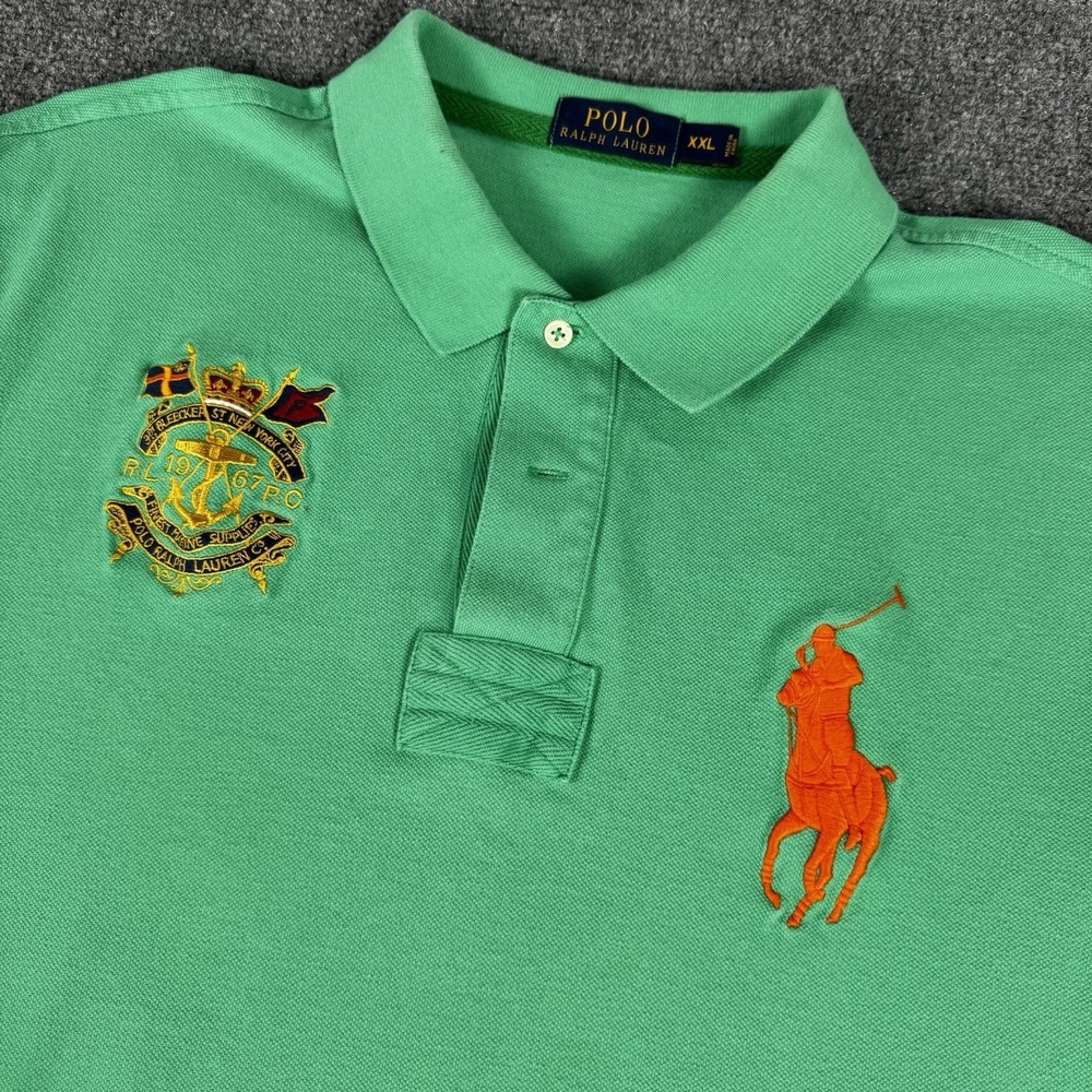 Polo Ralph Lauren Bleecker St Mesh Polo Shirt Big Pony Crest Green Mens 2XL